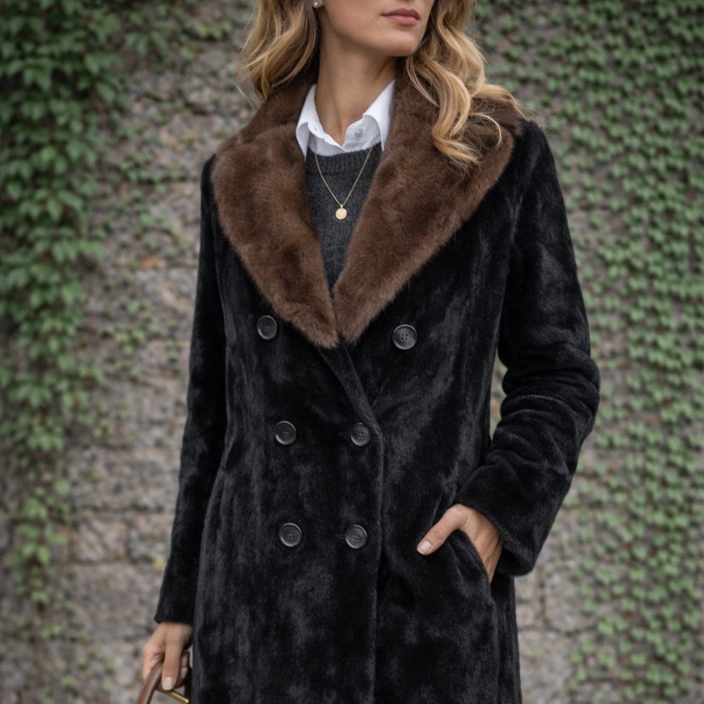 RARE VINTAGE FLIPPER BY RUSSEL TAYLOR Faux Fur Double-Breasted Coat, XL